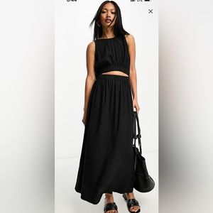 ASOS DETAIL linen midi with cutout ruched detail